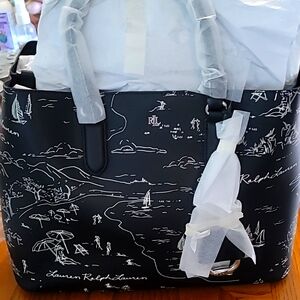 Lauren Ralph Lauren Black and White Tote Bag